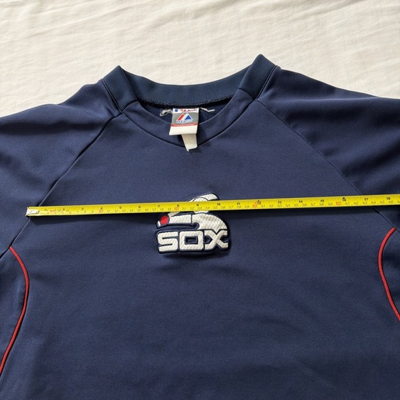 Majestic White Sox Therma Base Pullover Sweatshirt Men's XL Blue Red Spring Trai - Picture 7 of 16